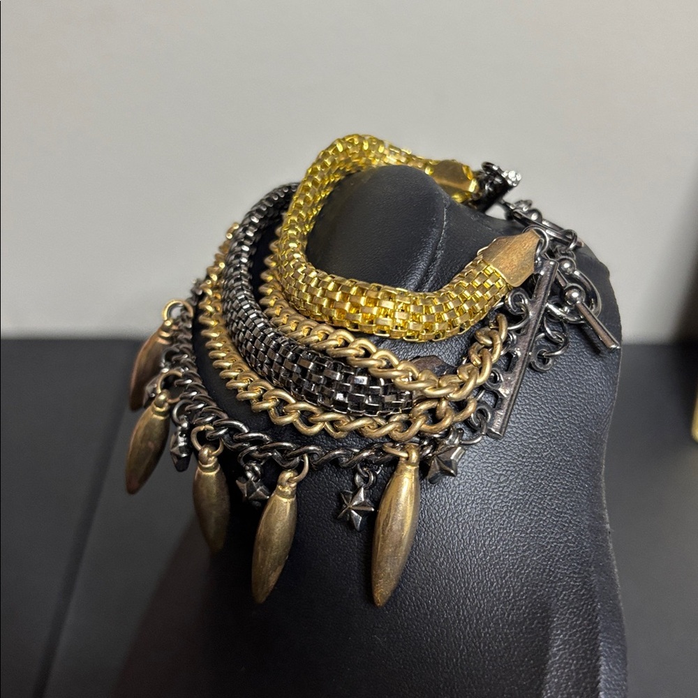 Rocker Chic Multi Tone Chain Statement Bracelet - image 2
